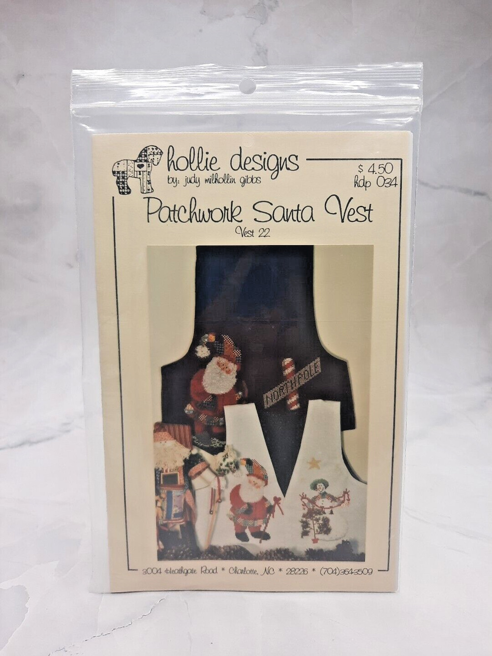 Vintage Hollie Designs Cross Stitch Pattern Patchwork Santa Vest